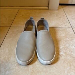 Women's Vionic Slip-On Pebbled Leather Sneakers in oatmeal.